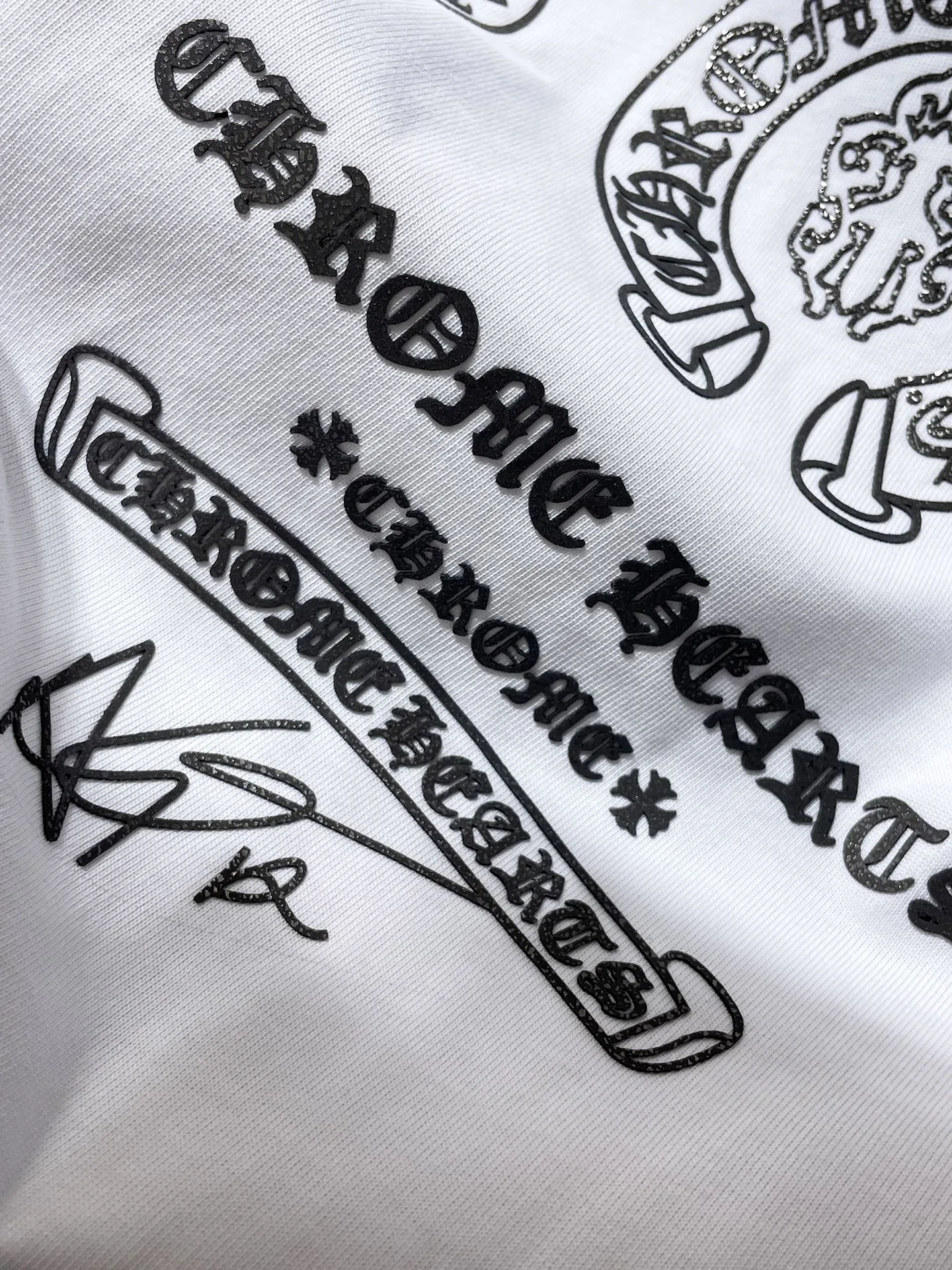 P160 New in summer Chrome Hearts 25ss silicone lettering film version High gram weight environmentally friendly high-quality top-grade fabric 280g heavy-duty horseshoe Sanskrit hand-worn short sleeves counter synchronization 1:1 replica version Recommended colors: black white gray code size: S, M, L, XL